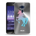 Полупрозрачный дизайнерский пластиковый чехол для Asus ZenFone 3 5.2 Прозрачные лошади и единороги 