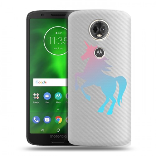 Полупрозрачный дизайнерский пластиковый чехол для Motorola Moto E5 Plus Прозрачные лошади и единороги 