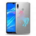 Полупрозрачный дизайнерский пластиковый чехол для Huawei Y6 (2019) Прозрачные лошади и единороги 