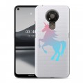 Полупрозрачный дизайнерский пластиковый чехол для Nokia 3.4 Прозрачные лошади и единороги 
