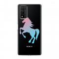Полупрозрачный дизайнерский пластиковый чехол для Huawei Honor 10X Lite Прозрачные лошади и единороги 