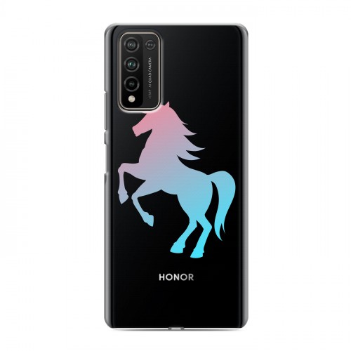 Полупрозрачный дизайнерский пластиковый чехол для Huawei Honor 10X Lite Прозрачные лошади и единороги 