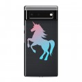 Полупрозрачный дизайнерский силиконовый с усиленными углами чехол для Google Pixel 6 Прозрачные лошади и единороги 