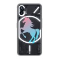 Полупрозрачный дизайнерский силиконовый чехол для Nothing Phone (1) Прозрачные лошади и единороги 