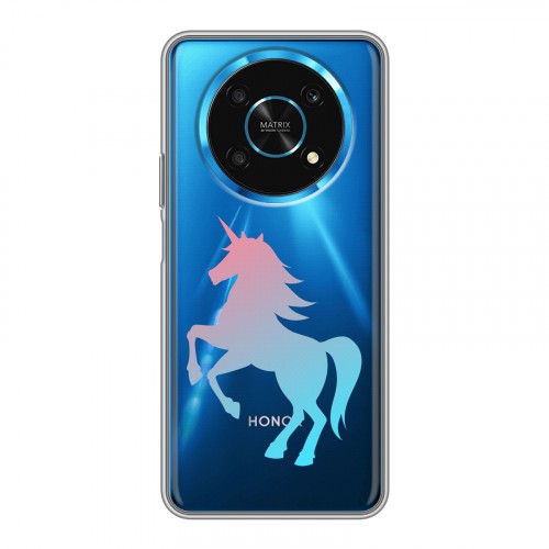 Полупрозрачный дизайнерский силиконовый с усиленными углами чехол для Huawei Honor Magic 4 Lite 5G Прозрачные лошади и единороги 