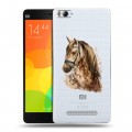 Полупрозрачный дизайнерский пластиковый чехол для Xiaomi Mi4i Прозрачные лошади и единороги 