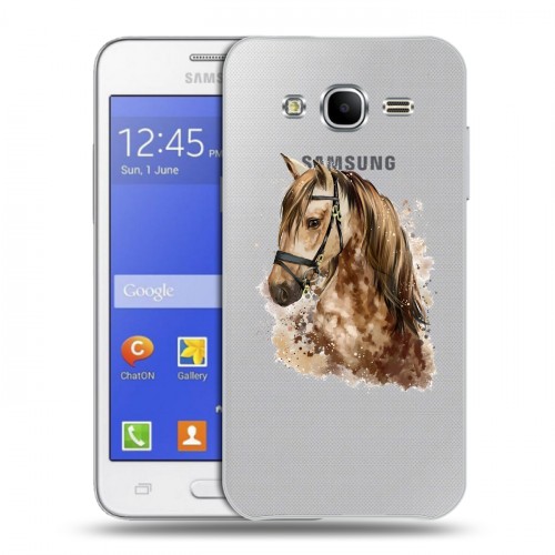 Полупрозрачный дизайнерский силиконовый чехол для Samsung Galaxy J7 Прозрачные лошади и единороги 