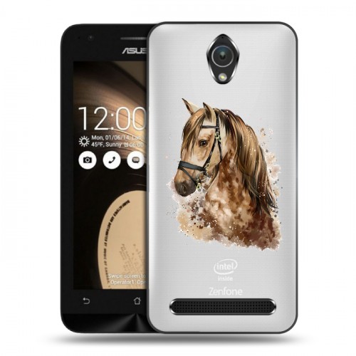 Полупрозрачный дизайнерский пластиковый чехол для ASUS ZenFone Go 4.5 Прозрачные лошади и единороги 