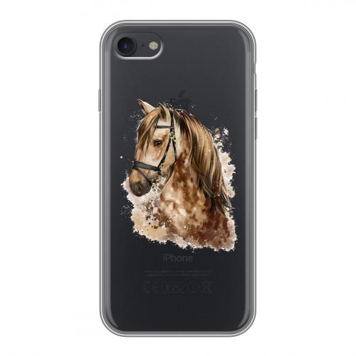 Полупрозрачный дизайнерский силиконовый с усиленными углами чехол для Iphone 7 Прозрачные лошади и единороги 