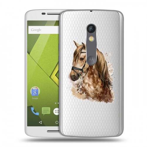 Полупрозрачный дизайнерский пластиковый чехол для Lenovo Moto X Play Прозрачные лошади и единороги 