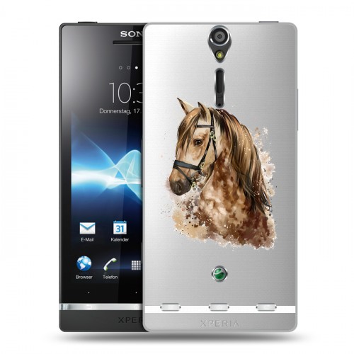 Полупрозрачный дизайнерский пластиковый чехол для Sony Xperia S Прозрачные лошади и единороги 