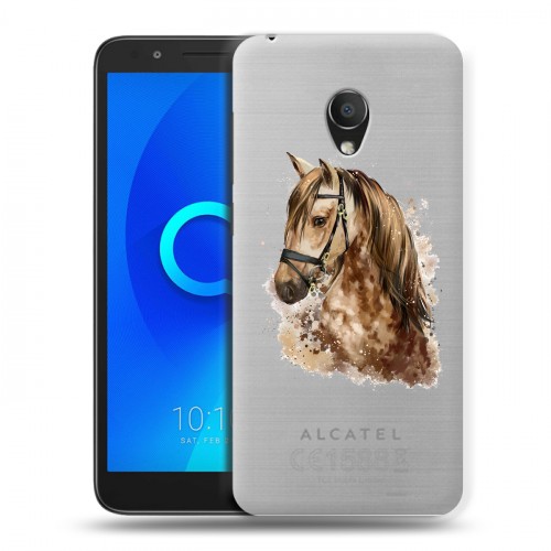 Полупрозрачный дизайнерский пластиковый чехол для Alcatel 1C Прозрачные лошади и единороги 