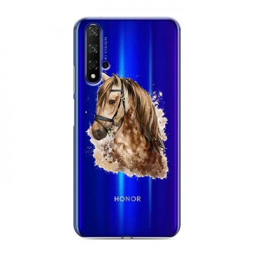 Полупрозрачный дизайнерский пластиковый чехол для Huawei Honor 20 Прозрачные лошади и единороги 