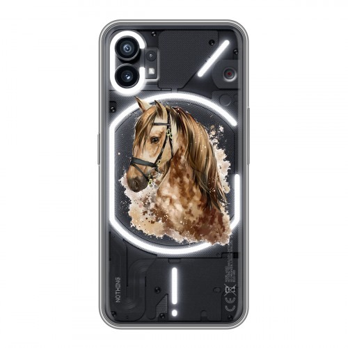 Полупрозрачный дизайнерский силиконовый с усиленными углами чехол для Nothing Phone (1) Прозрачные лошади и единороги 