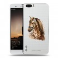 Полупрозрачный дизайнерский силиконовый чехол для Huawei Honor 6 Plus Прозрачные лошади и единороги 