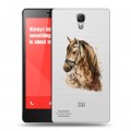 Полупрозрачный дизайнерский силиконовый чехол для Xiaomi RedMi Note Прозрачные лошади и единороги 