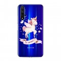 Полупрозрачный дизайнерский пластиковый чехол для Huawei Honor 20 Прозрачные лошади и единороги 