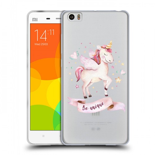 Полупрозрачный дизайнерский пластиковый чехол для Xiaomi Mi Note Прозрачные лошади и единороги 