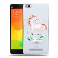 Полупрозрачный дизайнерский пластиковый чехол для Xiaomi Mi4i Прозрачные лошади и единороги 