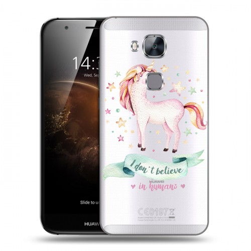Полупрозрачный дизайнерский силиконовый чехол для Huawei G8 Прозрачные лошади и единороги 