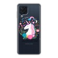 Полупрозрачный дизайнерский пластиковый чехол для Samsung Galaxy A22 Прозрачные лошади и единороги 