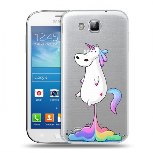 Полупрозрачный дизайнерский пластиковый чехол для Samsung Galaxy Premier Прозрачные лошади и единороги 