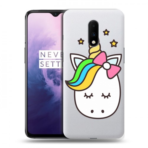 Полупрозрачный дизайнерский пластиковый чехол для OnePlus 7 Прозрачные лошади и единороги 