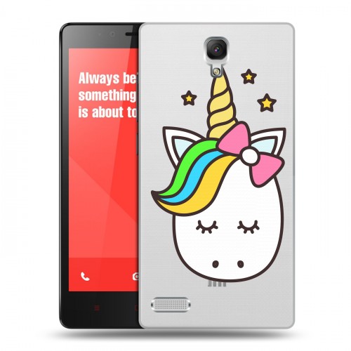 Полупрозрачный дизайнерский пластиковый чехол для Xiaomi RedMi Note Прозрачные лошади и единороги 