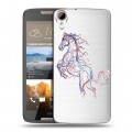 Полупрозрачный дизайнерский пластиковый чехол для HTC Desire 828 Прозрачные лошади и единороги 