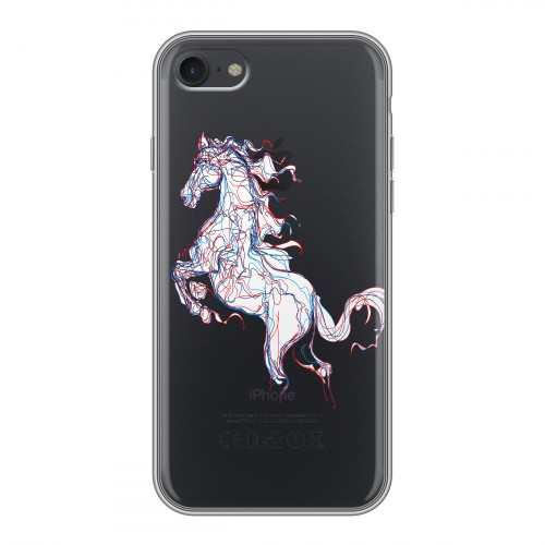 Полупрозрачный дизайнерский силиконовый с усиленными углами чехол для Iphone 7 Прозрачные лошади и единороги 