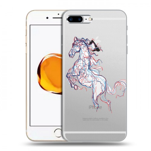 Полупрозрачный дизайнерский силиконовый чехол для Iphone 7 Plus / 8 Plus Прозрачные лошади и единороги 