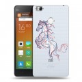 Полупрозрачный дизайнерский пластиковый чехол для Xiaomi Mi4S Прозрачные лошади и единороги 