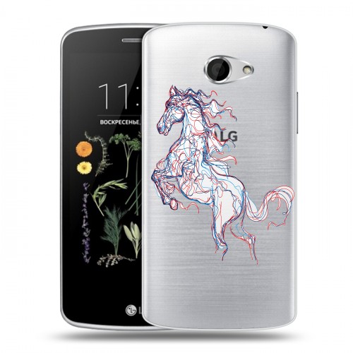 Полупрозрачный дизайнерский пластиковый чехол для LG K5 Прозрачные лошади и единороги 