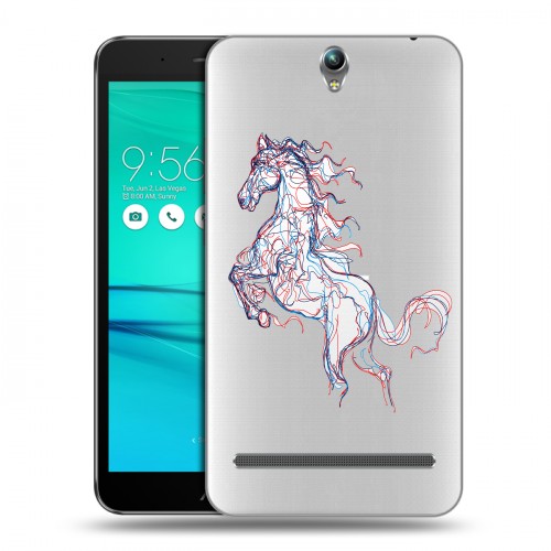 Полупрозрачный дизайнерский пластиковый чехол для ASUS ZenFone Go ZB690KG Прозрачные лошади и единороги 