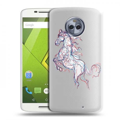 Полупрозрачный дизайнерский пластиковый чехол для Motorola Moto X4 Прозрачные лошади и единороги 