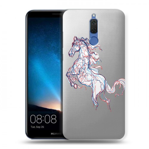 Полупрозрачный дизайнерский пластиковый чехол для Huawei Nova 2i Прозрачные лошади и единороги 