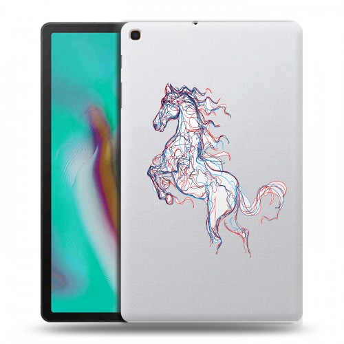 Полупрозрачный дизайнерский силиконовый чехол для Samsung Galaxy Tab A 10.1 (2019) Прозрачные лошади и единороги 