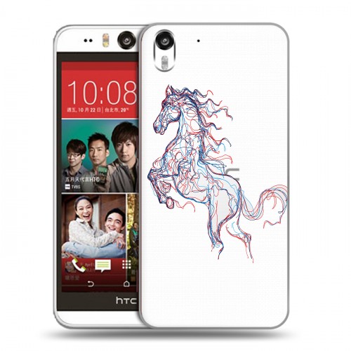 Полупрозрачный дизайнерский силиконовый чехол для HTC Desire Eye Прозрачные лошади и единороги 