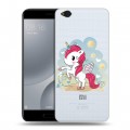 Полупрозрачный дизайнерский пластиковый чехол для Xiaomi Mi5C Прозрачные лошади и единороги 