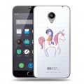 Полупрозрачный дизайнерский пластиковый чехол для Meizu M2 Note Прозрачные лошади и единороги 