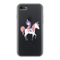 Полупрозрачный дизайнерский силиконовый чехол для Iphone 7 Прозрачные лошади и единороги 
