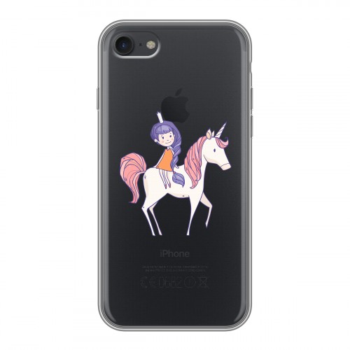 Полупрозрачный дизайнерский силиконовый чехол для Iphone 7 Прозрачные лошади и единороги 