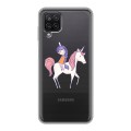 Полупрозрачный дизайнерский пластиковый чехол для Samsung Galaxy A12 Прозрачные лошади и единороги 