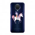 Полупрозрачный дизайнерский пластиковый чехол для Nokia G20 Прозрачные лошади и единороги 