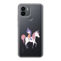 Полупрозрачный дизайнерский силиконовый чехол для Xiaomi Redmi A1 Plus Прозрачные лошади и единороги 