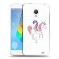 Полупрозрачный дизайнерский пластиковый чехол для  Meizu MX3 Прозрачные лошади и единороги 