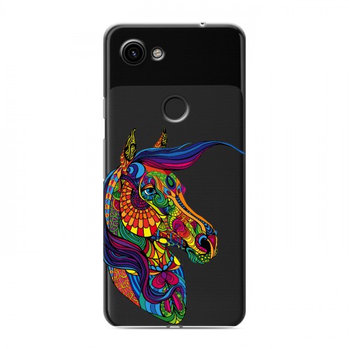 Полупрозрачный дизайнерский пластиковый чехол для Google Pixel 3a Прозрачные лошади и единороги 