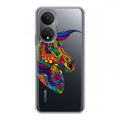 Полупрозрачный дизайнерский пластиковый чехол для Huawei Honor X7 Прозрачные лошади и единороги 