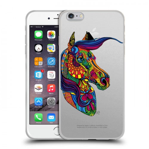 Полупрозрачный дизайнерский силиконовый чехол для Iphone 6 Plus/6s Plus Прозрачные лошади и единороги 