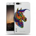 Полупрозрачный дизайнерский пластиковый чехол для Huawei Honor 6 Plus Прозрачные лошади и единороги 